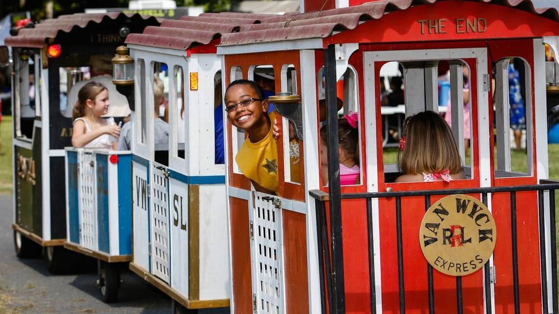 Children having fun at the 15th Annual Celebrate Van Wyck Festival, with the popular Van Wyck Express attraction. Photo by JEFF SOCHKO
